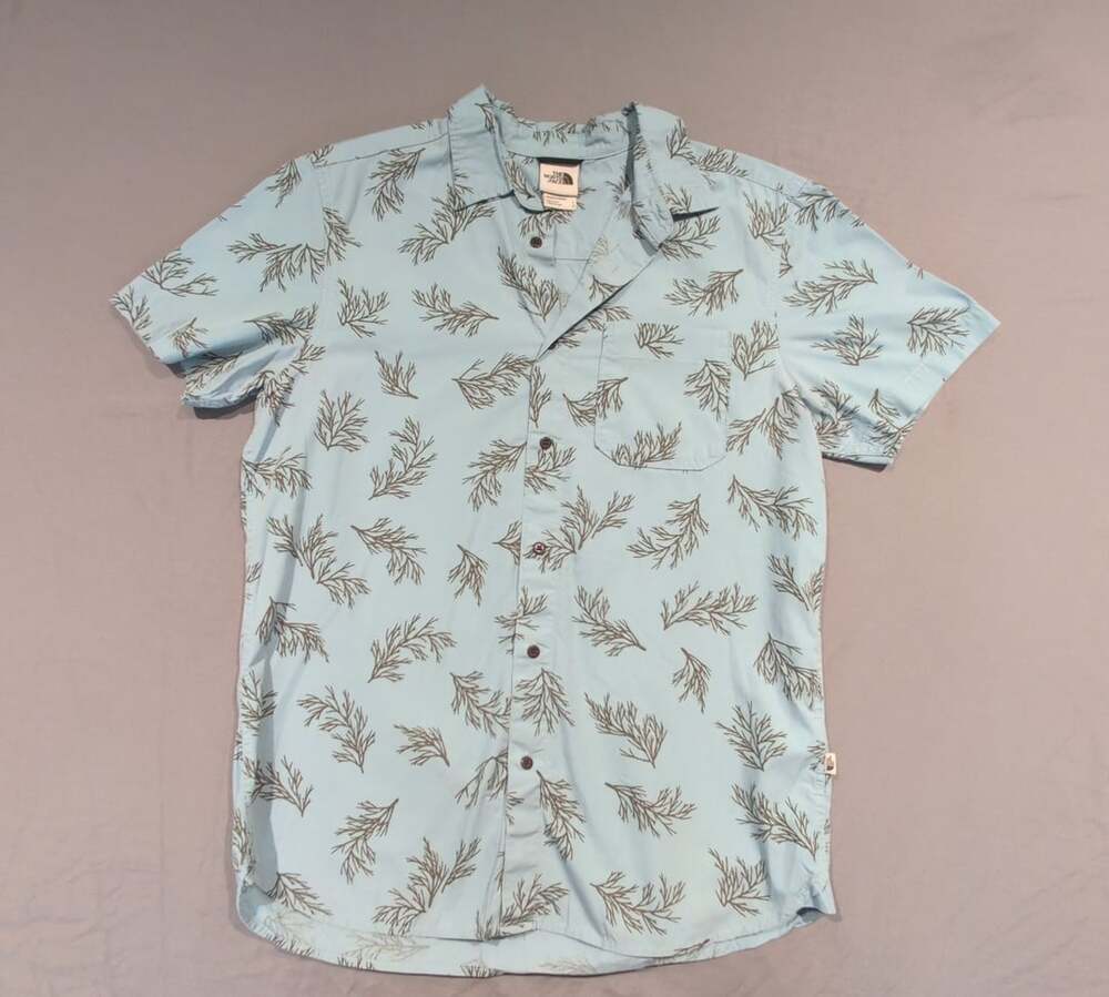 The North Face Baytrail Short-Sleeve Shirt Men's Blue Tree Branch Print Button-D